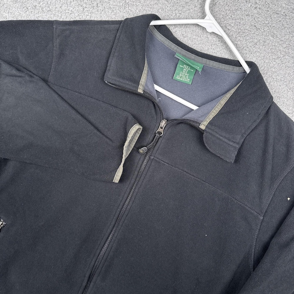 L.L. Bean Jacket Mens Medium Black Fleece Polartec Full Zip Pockets Outdoor‎